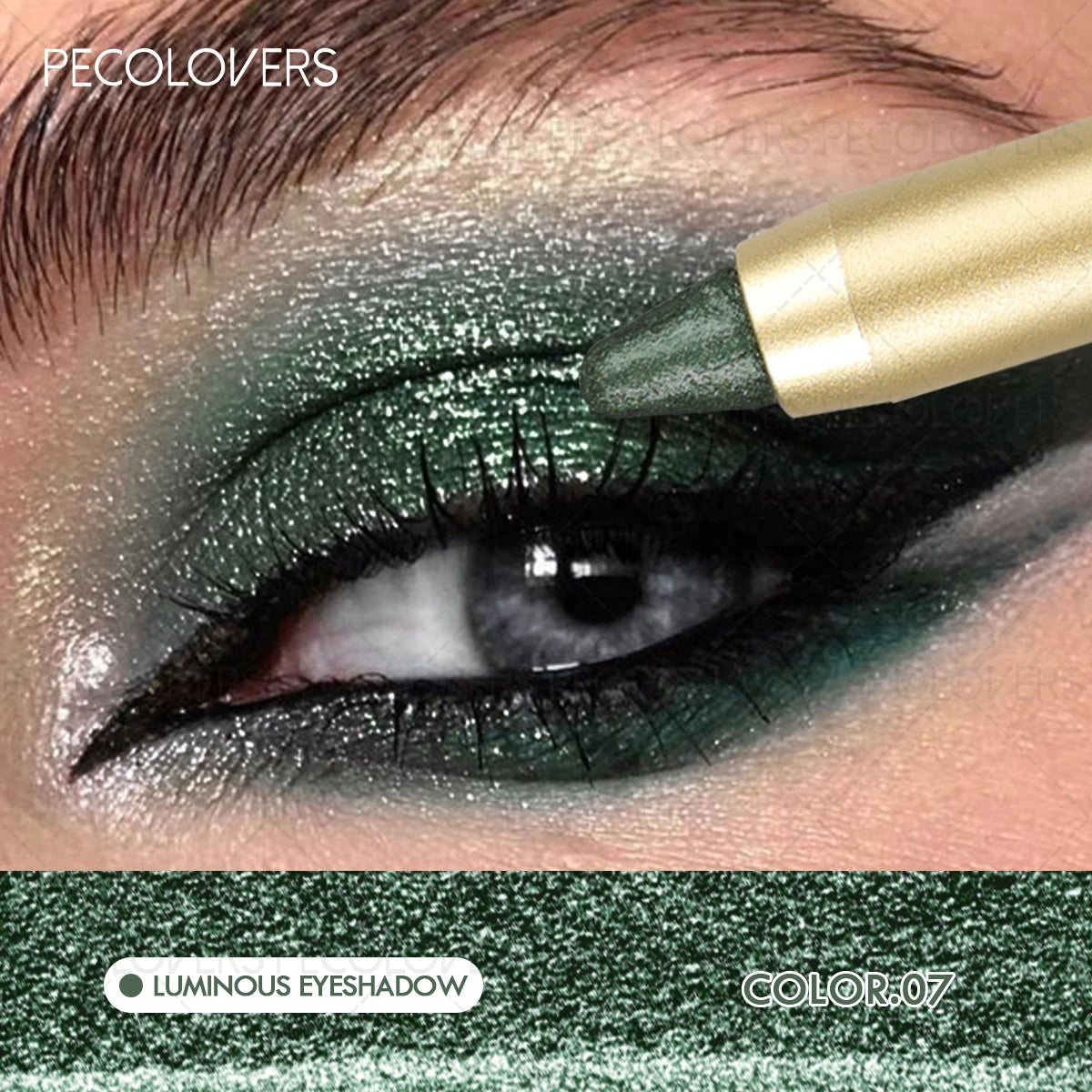 Dual-Ended Eyeshadow Stick with Sponge Brush, Glitter & Matte Finishes