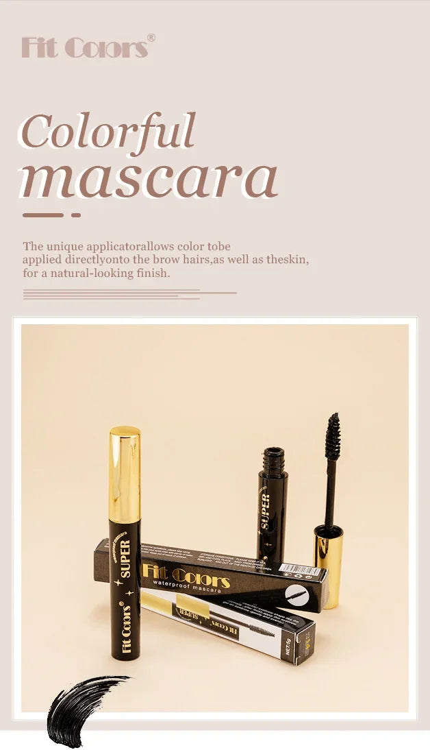 Color Mascara 14 Thick Curl Waterproof Non-smudding Natural Long Lasting Blue White Green Pink Black  Eye Makeup