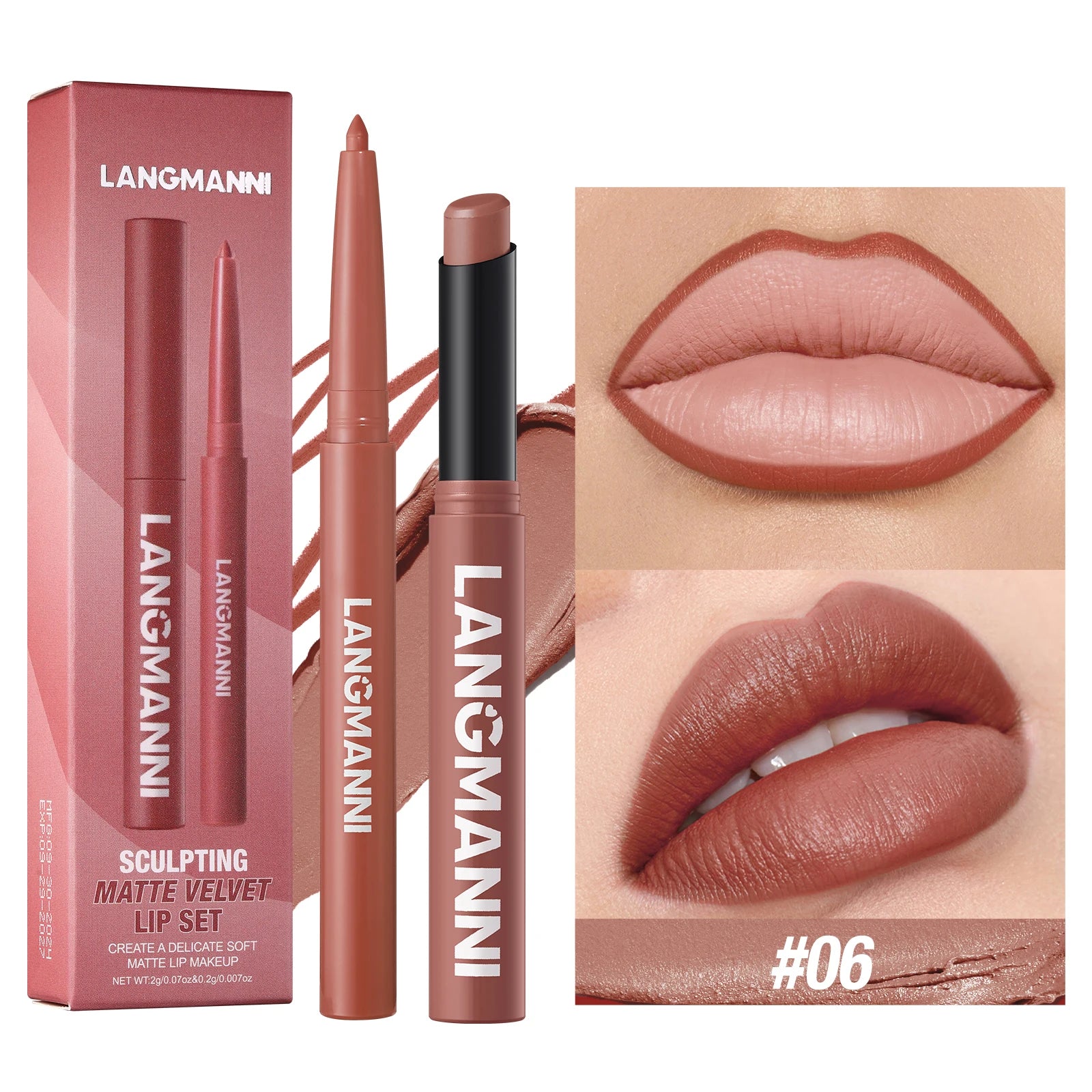 Integrated Waterproof Lipliner and Lipstick Set