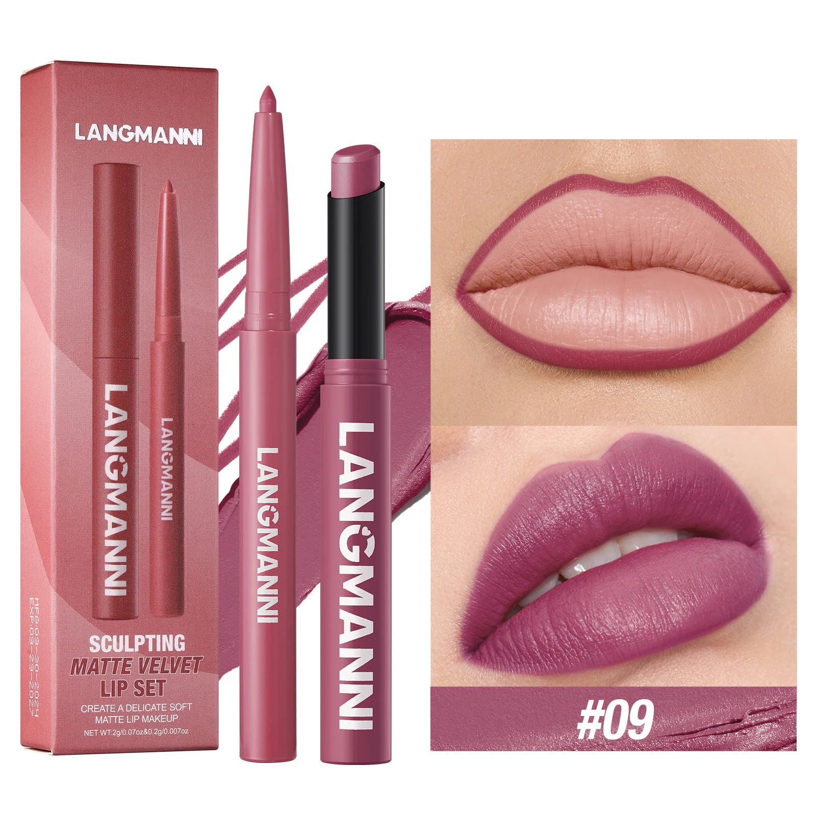 Integrated Waterproof Lipliner and Lipstick Set