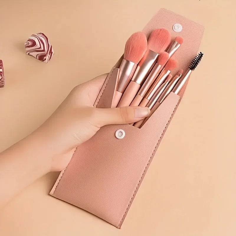 Makeup Brushes 8Pcs Set Travel Makeup Brush Kit with Bag Mini EyeShadow Foundation Loose Powder