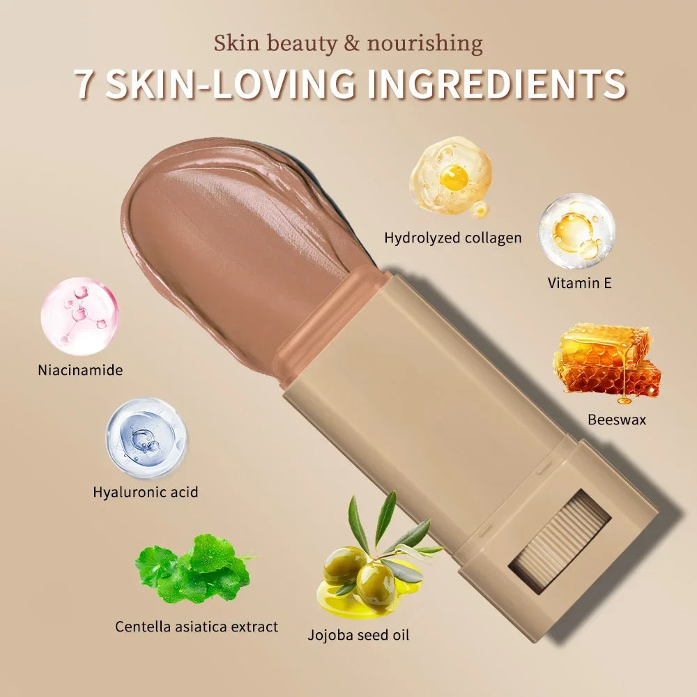 Serum Foundation Stick – Full Coverage Skin Tint with Hyaluronic Acid & Collagen