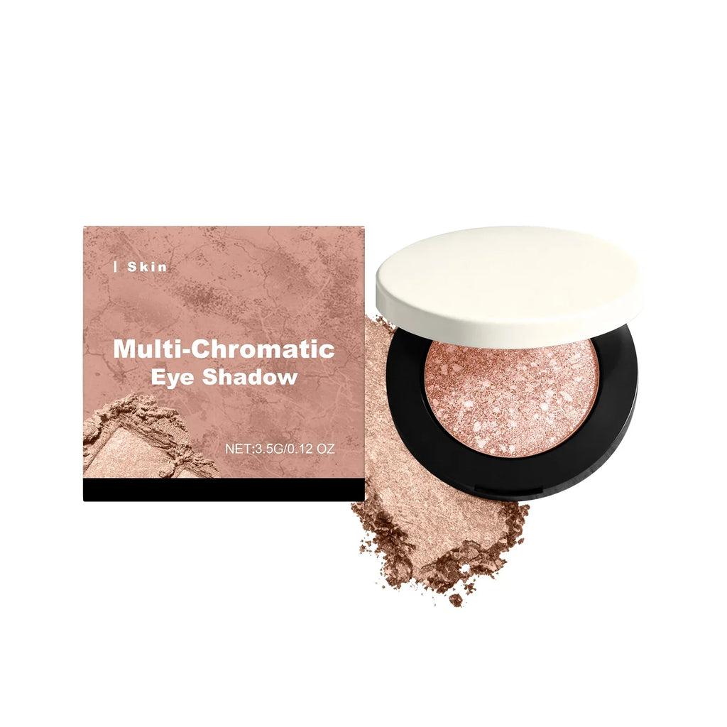 Shining eye shadow palette featuring matte and shimmer shades in a compact with a white lid and black base.
