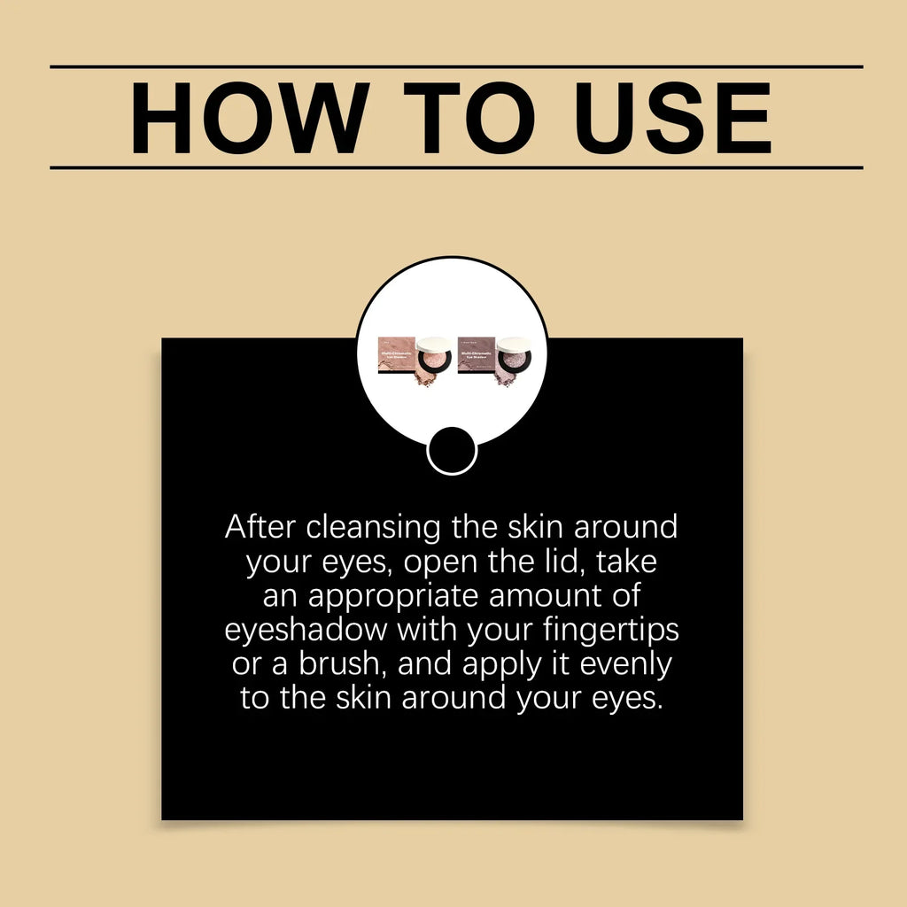 Shining Eye Shadow Palette featuring matte and shimmer shades, with instructions on application around the eyes.