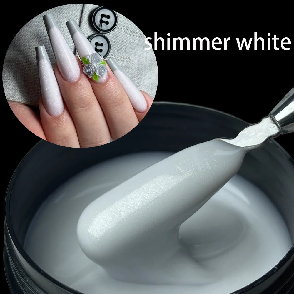 Jillnails Shimmer Nude Gel Nail Builder 100g Glitter Sparkling White Gold Silver Pink Builder