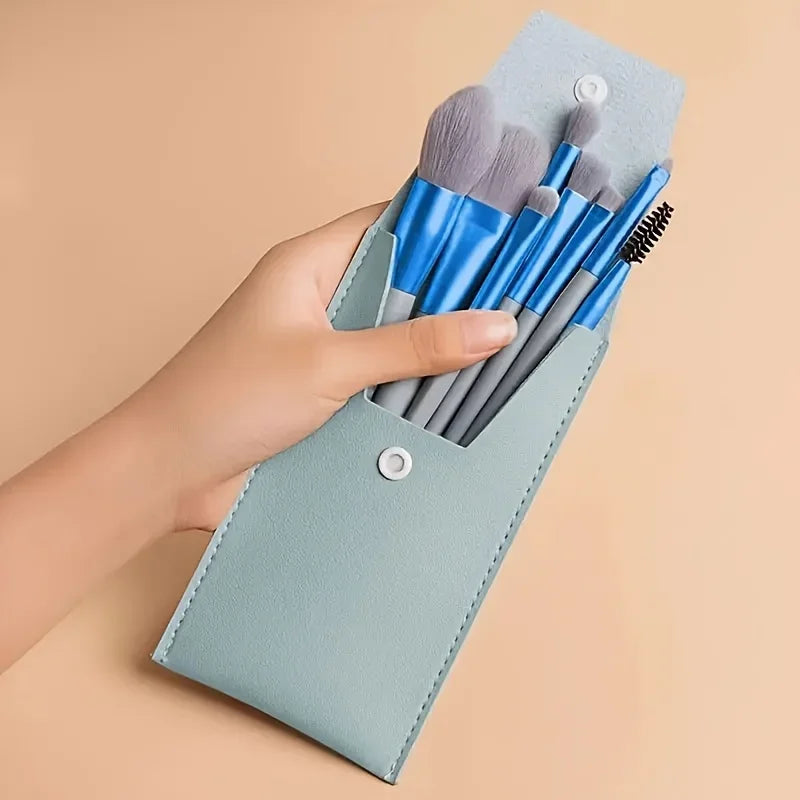 Makeup Brushes 8Pcs Set Travel Makeup Brush Kit with Bag Mini EyeShadow Foundation Loose Powder