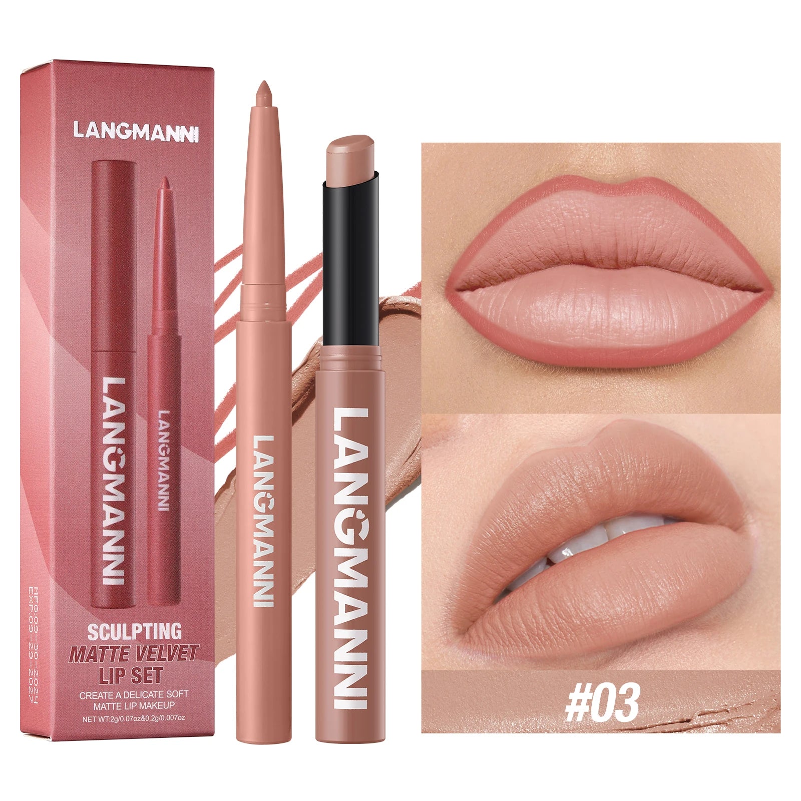 Integrated Waterproof Lipliner and Lipstick Set