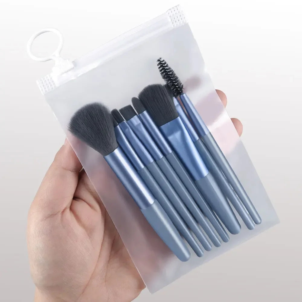 Makeup Brushes 8Pcs Set Travel Makeup Brush Kit with Bag Mini EyeShadow Foundation Loose Powder