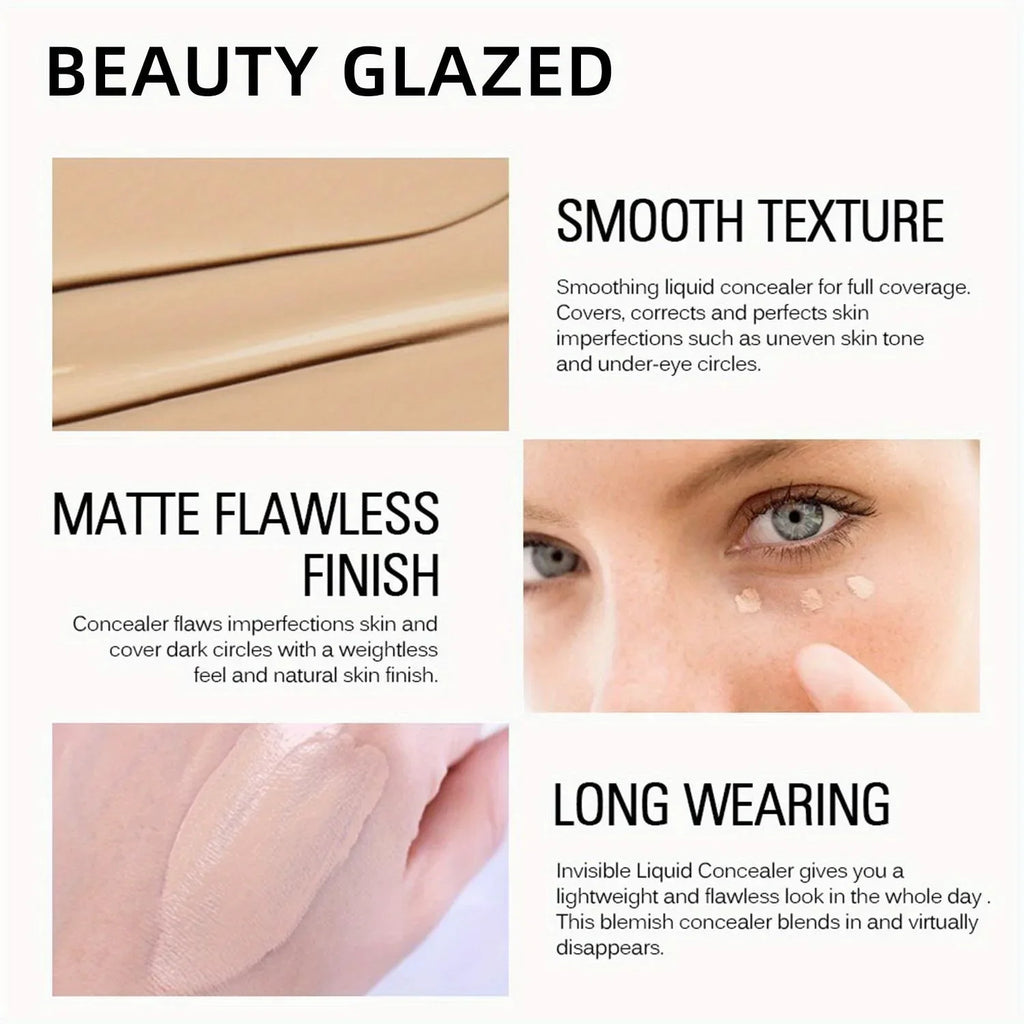 Beauty Glazed 3-Piece Makeup Set – Matte Liquid Foundation, Primer & Puff