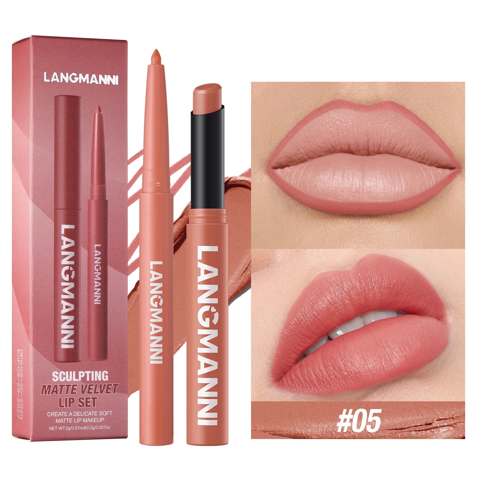 Integrated Waterproof Lipliner and Lipstick Set